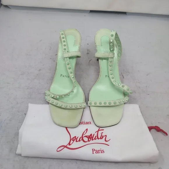 CHRISTIAN Rosa Condorapik Spikes Mint Green Slingback Sandal